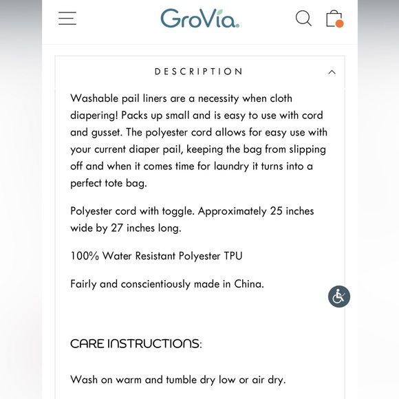 GROVIA Cloth Diaper Pail Liner - Picture 2 of 4